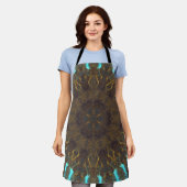 Psychedelisch Hippie Blue Gold und Dunkelrot Schürze (Getragen)