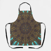 Psychedelisch Hippie Blue Gold und Dunkelrot Schürze (Vorderseite)