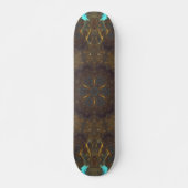 Psychedelisch Hippie Blue Gold und Dunkelrot Skateboard (Vorne)