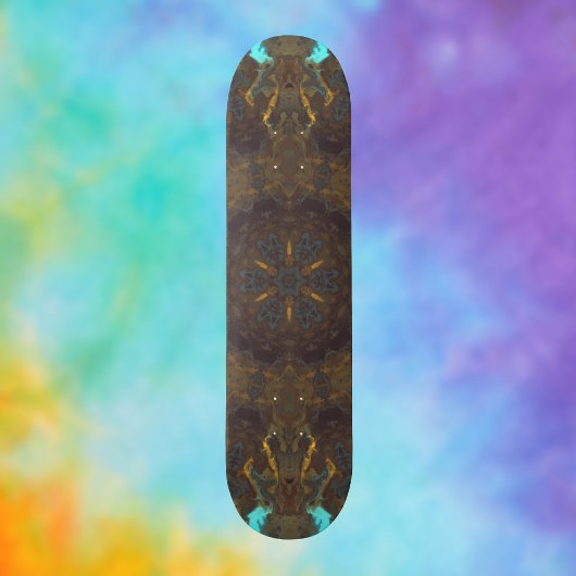 Psychedelisch Hippie Blue Gold und Dunkelrot Skateboard