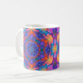 Psychedelisch Hippie Blue Orange und Pink Kaffeetasse (Vorderseite Links)