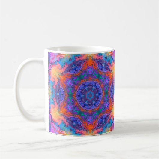 Psychedelisch Hippie Blue Orange und Pink Kaffeetasse (Links)