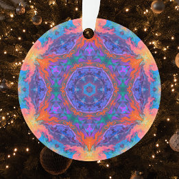 Psychedelisch Hippie Blue Orange und Pink Ornament