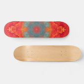 Psychedelisch Hippie Blue Orange und Red Skateboard (Horizontal)