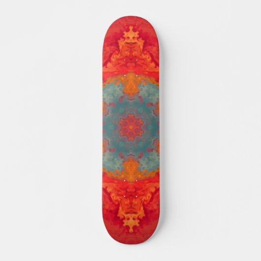 Psychedelisch Hippie Blue Orange und Red Skateboard (Vorne)