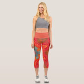 Psychedelisch Hippie Blue Orange und Rote Leggings (Vorderseite)