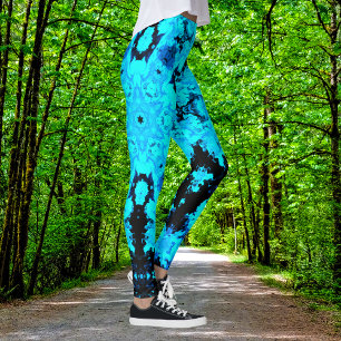 Psychedelisch Hippie Blue und Black Leggings