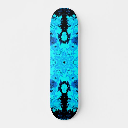 Psychedelisch Hippie Blue und Black Skateboard (Vorne)
