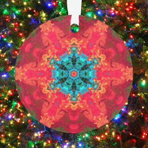 Psychedelisch Hippie Blue und Red Ornament