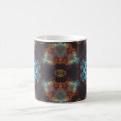 Psychedelisch Hippie Blume Blau Rot und Gelb Kaffeetasse (Mittel)