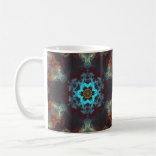 Psychedelisch Hippie Blume Blau Rot und Gelb Kaffeetasse
