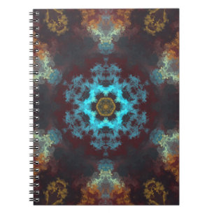Psychedelisch Hippie Blume Blau Rot und Gelb Notizblock