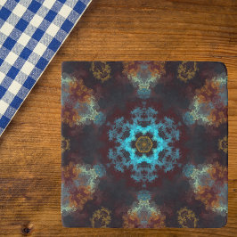 Psychedelisch Hippie Blume Blau Rot und Gelb Töpfeuntersetzer