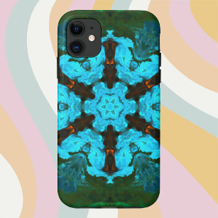 Psychedelisch Hippie Blume Blau und Grün Case-Mate iPhone Hülle