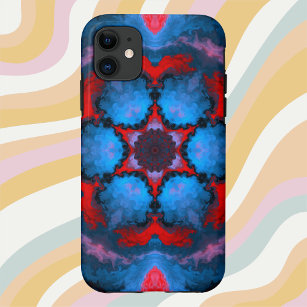 Psychedelisch Hippie Blume Blau und Rot Case-Mate iPhone Hülle