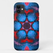 Psychedelisch Hippie Blume Blau und Rot Case-Mate iPhone Hülle (Rückseite)