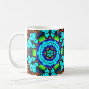 Psychedelisch Hippie Blume Blue Orange und Green Kaffeetasse