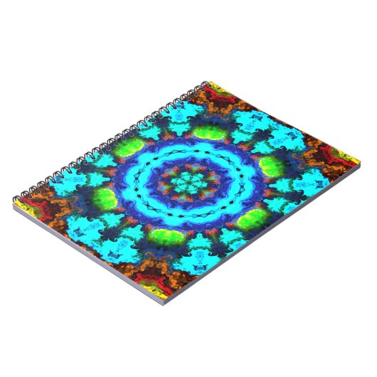 Psychedelisch Hippie Blume Blue Orange und Green Notizblock (Linke Seite)