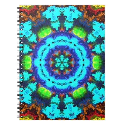 Psychedelisch Hippie Blume Blue Orange und Green Notizblock (Vorderseite)