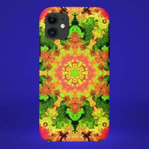 Psychedelisch Hippie Blume Grün Orange und Rot Case-Mate iPhone Hülle
