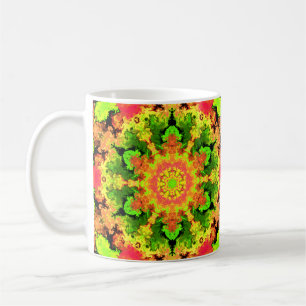 Psychedelisch Hippie Blume Grün Orange und Rot Kaffeetasse