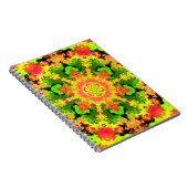 Psychedelisch Hippie Blume Grün Orange und Rot Notizblock (Rechte Seite)