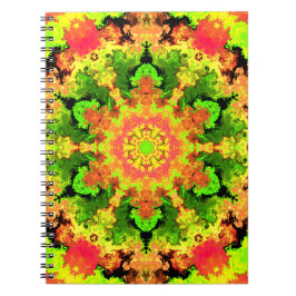 Psychedelisch Hippie Blume Grün Orange und Rot Notizblock