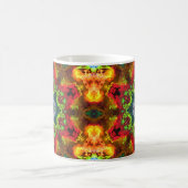 Psychedelisch Hippie Blume Grün Rot und Orange Kaffeetasse (Mittel)