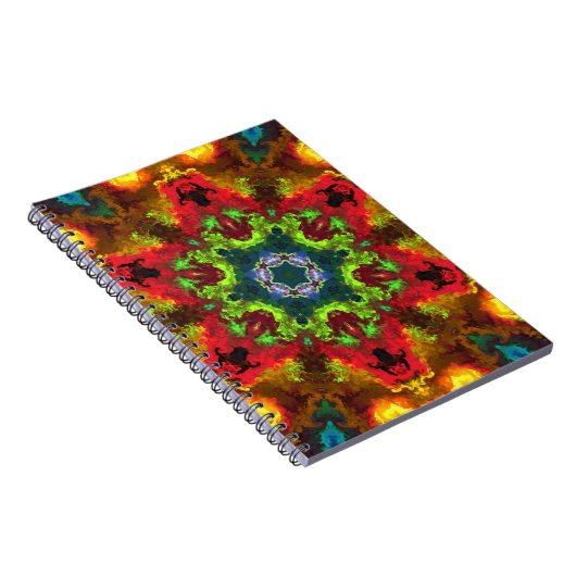 Psychedelisch Hippie Blume Grün Rot und Orange Notizblock (Rechte Seite)