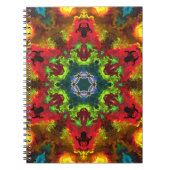 Psychedelisch Hippie Blume Grün Rot und Orange Notizblock (Vorderseite)