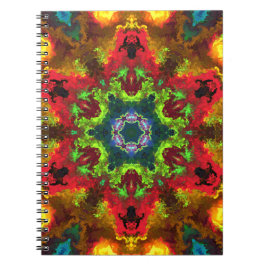 Psychedelisch Hippie Blume Grün Rot und Orange Notizblock