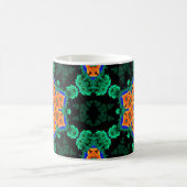 Psychedelisch Hippie Blume Orange und Aquamarin Kaffeetasse (Mittel)