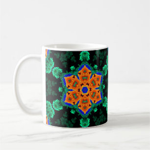 Psychedelisch Hippie Blume Orange und Aquamarin Kaffeetasse
