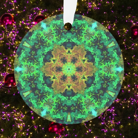 Psychedelisch Hippie Blume Orange und Green Ornament
