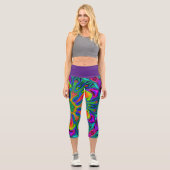 Psychedelisch Hippie Blume Rainbow Leggings (Vorderseite)