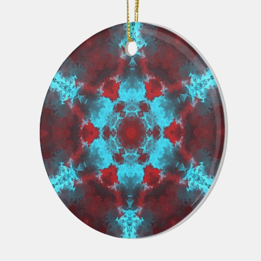 Psychedelisch Hippie Blume Rot und Blau Keramik Ornament (Links)