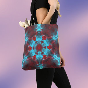 Psychedelisch Hippie Blume Rot und Blau Tasche