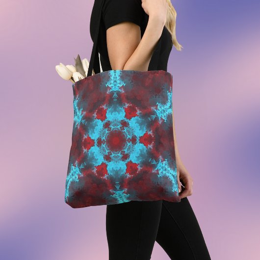 Psychedelisch Hippie Blume Rot und Blau Tasche