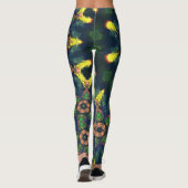 Psychedelisch Hippie Gelb Grün und Blau Leggings (Rückseite)