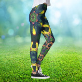 Psychedelisch Hippie Gelb Grün und Blau Leggings