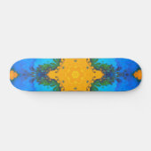 Psychedelisch Hippie Gelb und Blau Skateboard (Horizontal)
