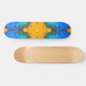 Psychedelisch Hippie Gelb und Blau Skateboard (Horizontal)
