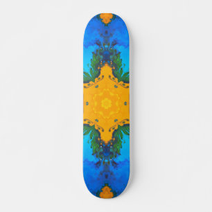Psychedelisch Hippie Gelb und Blau Skateboard
