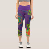 Psychedelisch Hippie Lila grün und orange Legging (Vorderseite)