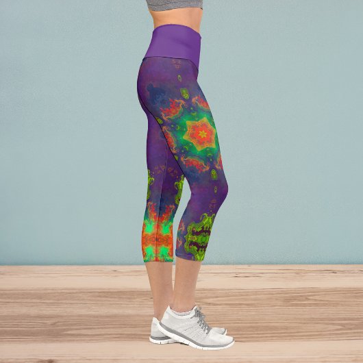 Psychedelisch Hippie Lila grün und orange Legging