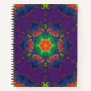 Psychedelisch Hippie Lila Orange und Green Notizblock
