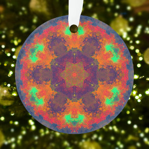 Psychedelisch Hippie Lila Orange und Green Ornament