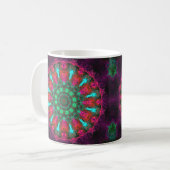 Psychedelisch Hippie Lila rosa und Aquamarin Kaffeetasse (Vorderseite Links)