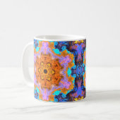 Psychedelisch Hippie Orange Blue und Gelb Kaffeetasse (Vorderseite Links)