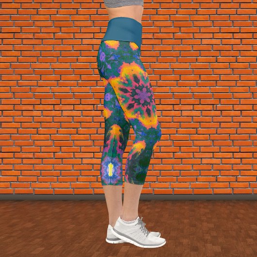Psychedelisch Hippie Orange Blue und Green Legging